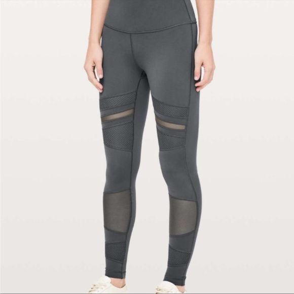 LULULEMON Wunder Under Mix & Mesh Tight, Color Melanite, Size 4 - Picture 1 of 14
